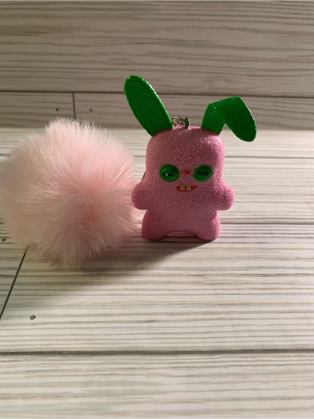 NWOT Fuggler Pink Bunny Keychain with Fluffy Pom Pom - Kids Toy Accessory - Picture 3 of 4